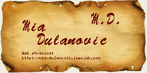 Mia Dulanović vizit kartica